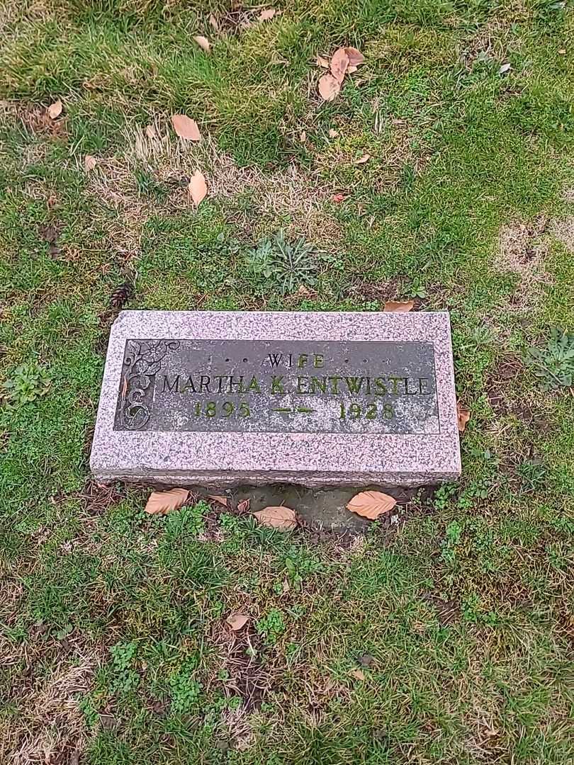 Martha K. Entwistle's grave. Photo 1