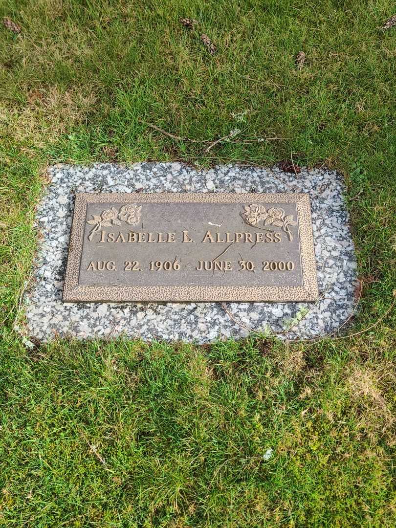 Isabelle L. Allpress's grave. Photo 1